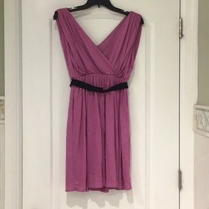 Ann Taylor Loft XSP, dress, pink w/2 snap black belt, fully lined, V-neck